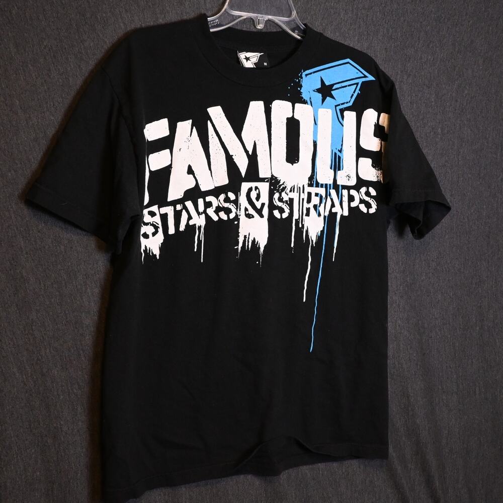 Famous Stars & Straps Men's M Crewneck T-Shirt Big Print Y2K Streetwear